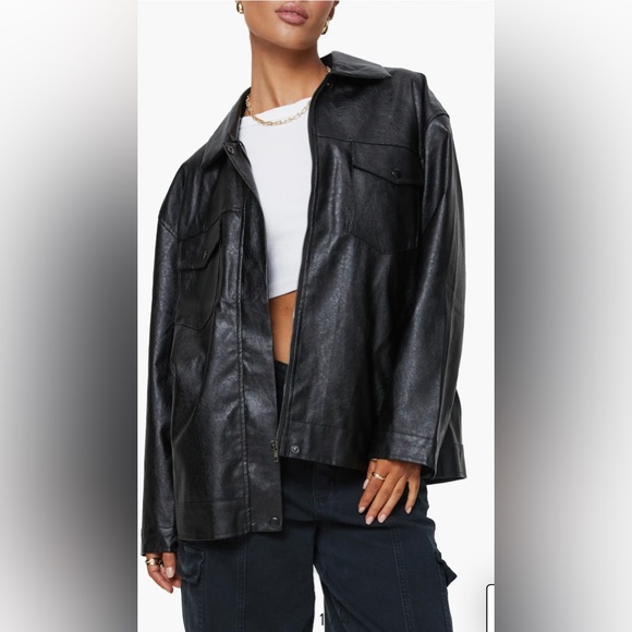 Princess Polly Jackets & Blazers - Callie Oversize Faux Leather Jacket
